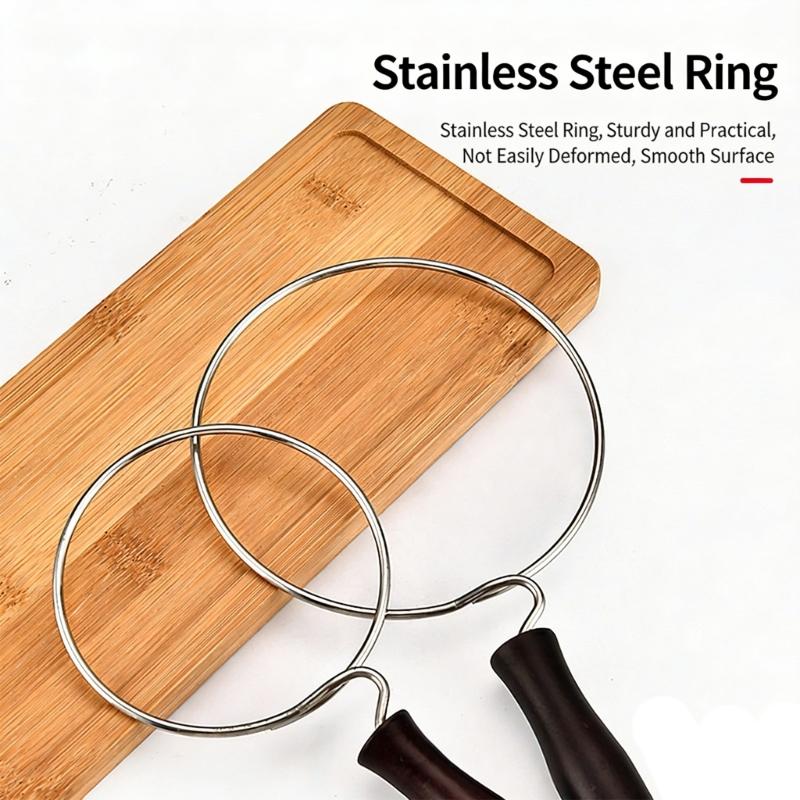 3pcs Washable Cloth Coffee Filter Pouches Coffee Sock Strainer with Wooden Handle Multi Size Brewing Accessories