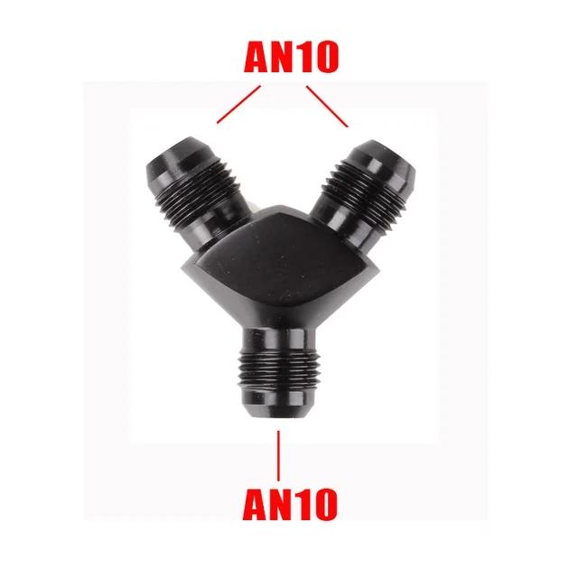 High Quality Y Block Adapter Fittings Adaptor AN4 AN6 AN8 AN10 Black Y Type Oil Pipe Joint Male Thread Fuel Hose Fitting