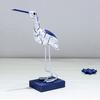 Wooden Seabird Figurine Ornament Desktop Decor with Stable Base Retro Distressed Blue White Coastal Style for Bedroom Living Room Study
