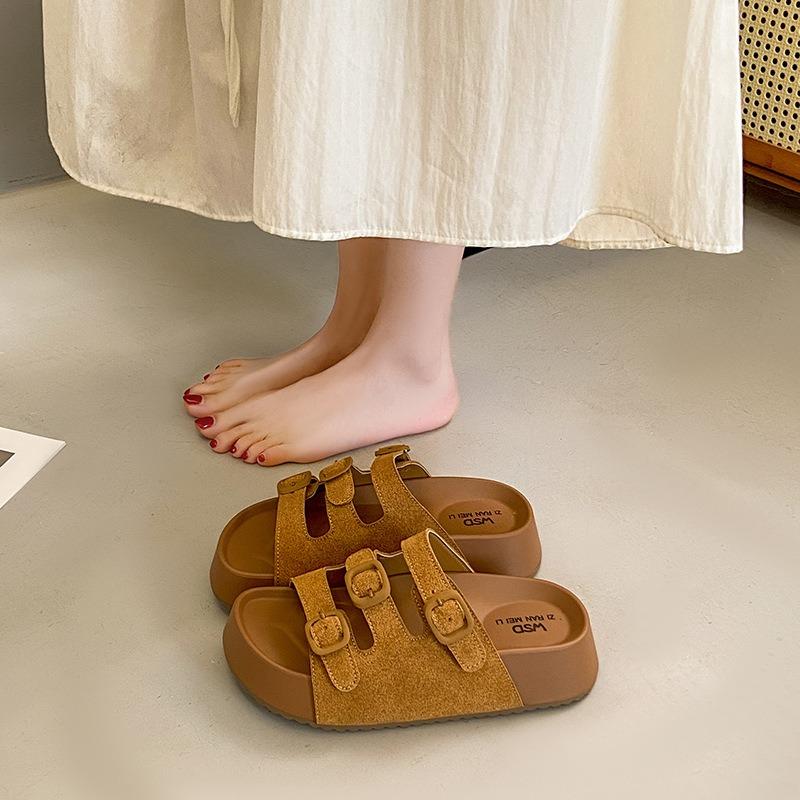 One-word slippers women's fashion versatile outer wear summer new hollow sandals women's thick-soled bag head slippers