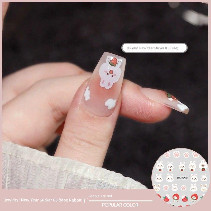 

Rabbit Year Internet Celebrity Nail Stickers Paper 2023 New Year Fall and Winter Xiaoqing New Cute Rabbit Popular Fingernail Decoration Nail Stickers (Jewelry) New Year Sticker 03