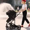 Portable 3-in-1 Baby Stroller High View Pram Foldable Pushchair Lightweight Travel System Buggy Newborn with Car Seat Carriage
