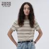 Teenie Weenie Women's 2025 Autumn Striped Embroidered Short T-Shirt