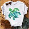 Women's Turtle Print T-shirt, Short Sleeve Harajuku Cartoon T-shirt, Summer 2026 Round Neck Street Style T-shirt, Y2K Clothing