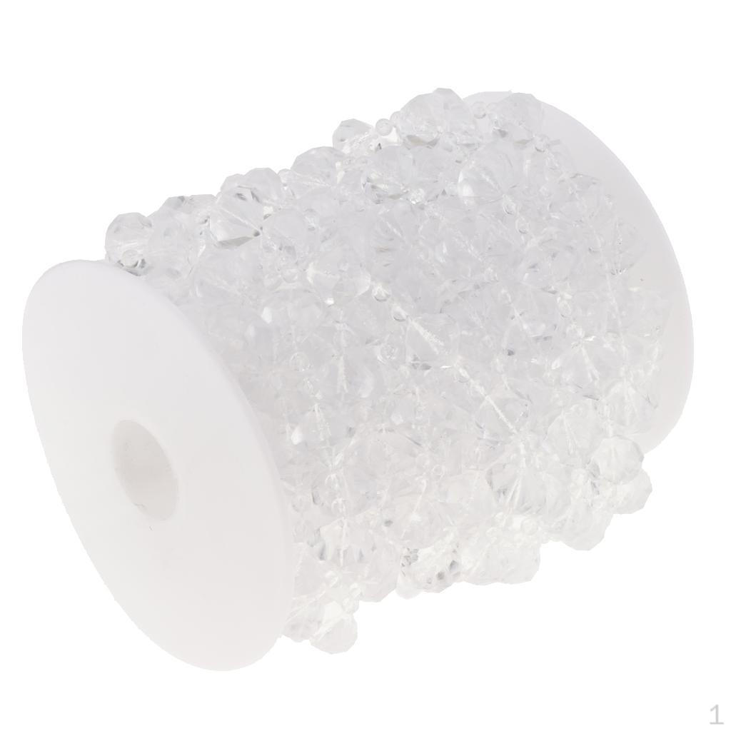 

10m 20m Roll of Artificial Bead String Garland Wedding for DIY Bouquet Bridal Decor Clear_10m