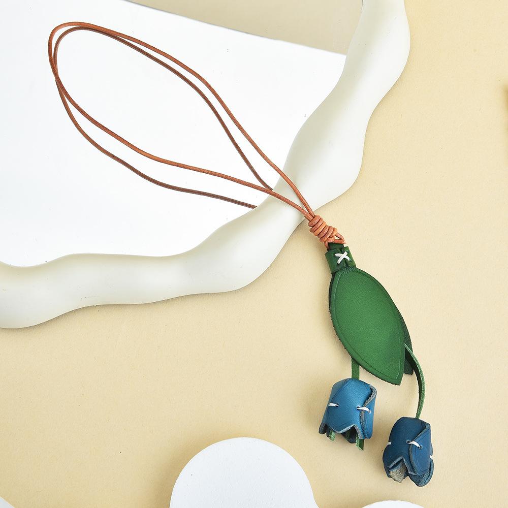 Leather Flower Bag Pendant Femininity Handmade Leather Pendant Portable Carry-On Bag Ins Style