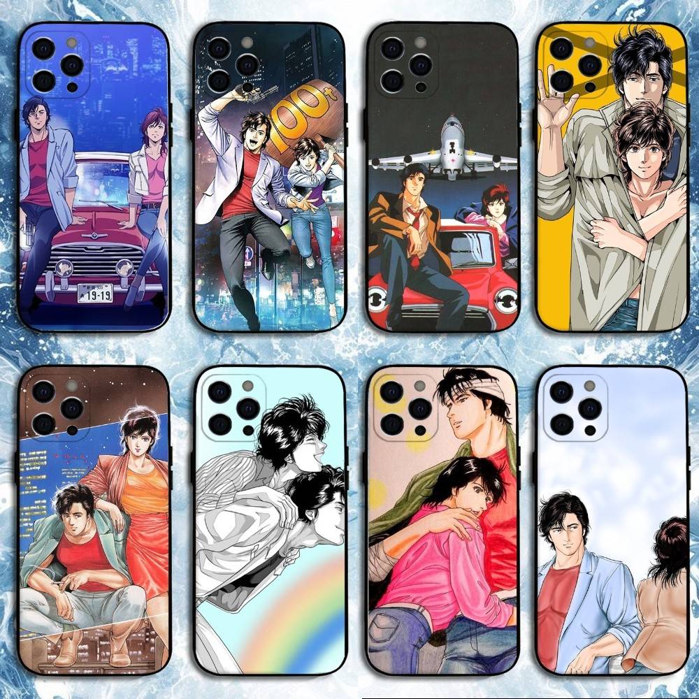 Retro City Hunter Comic Phone Case For iPhone17,16,15,14,13,12,11 Plus,Pro Max, Soft Silicone Black Cover