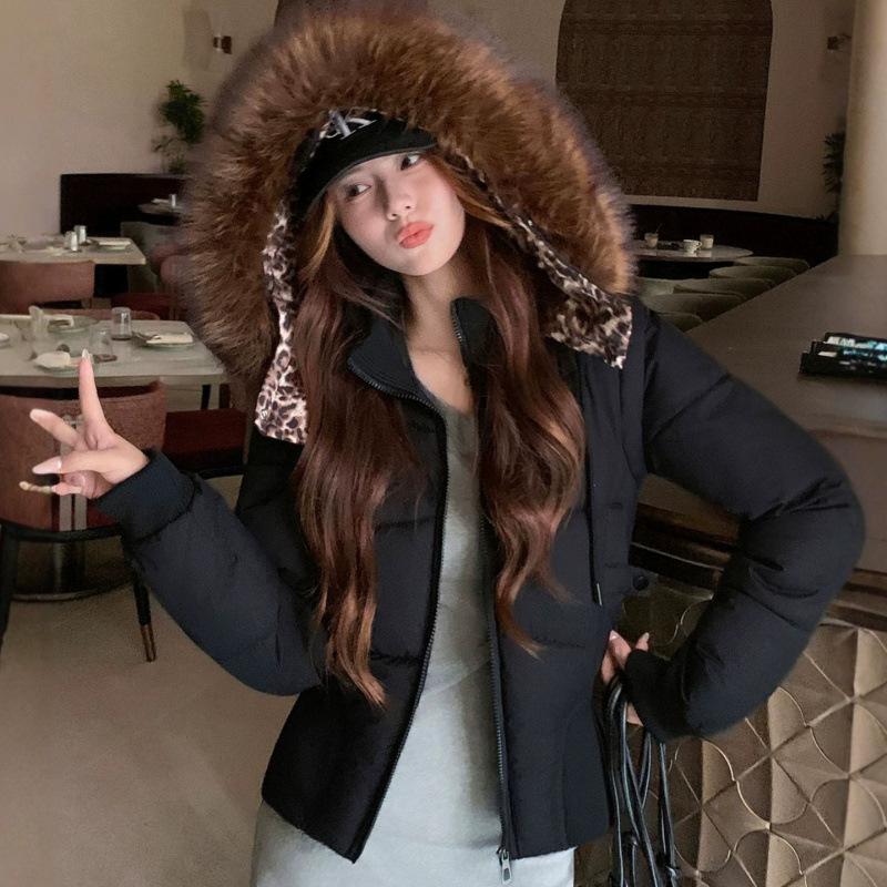 Removable sleeves, large fur collar cotton-padded clothes, women's short jackets, new European and American cotton-padded clothes, women's loose cotto