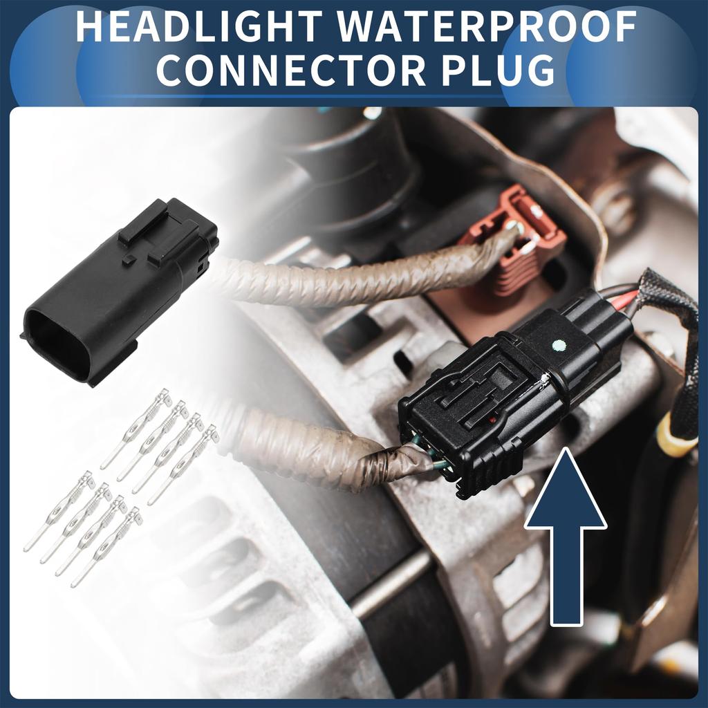 INFINAUTO 8 Pin Headlight Waterproof Connector Plug 1.5mm Series Female Wire Terminal Connector for