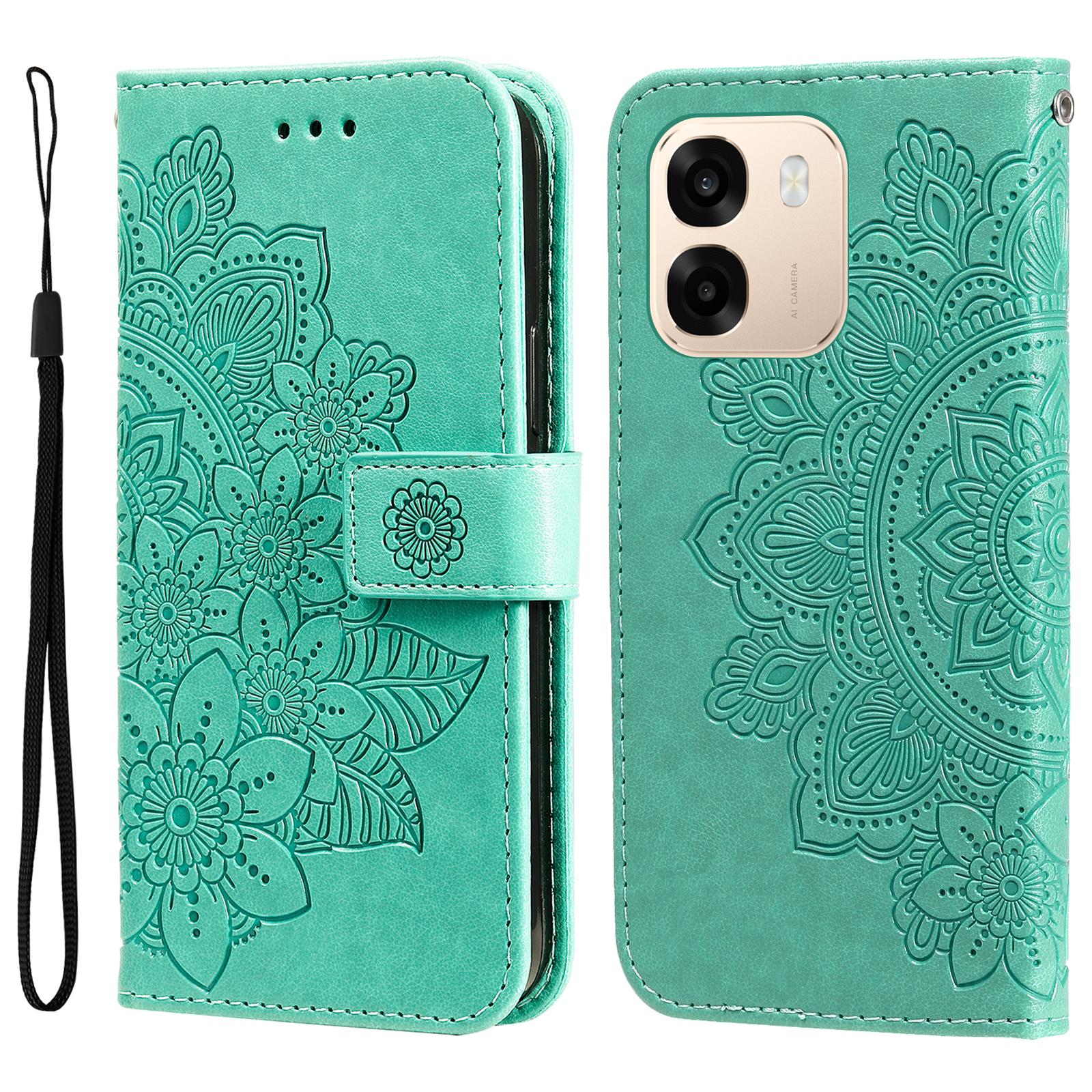 For OPPO A6s 5G Case Floral Pattern PU Leather Wallet Stand Phone Cover