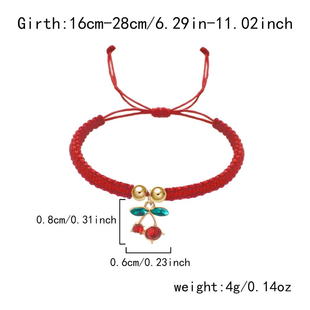 Hot Geometry Zircon Cherry Weaving Adjustable Bracelet Trendy Fashion Versatile Creative Design Couple Jewelry Gift