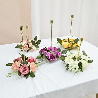 European Simulation Rose Wreath 20Cm Candlestick Wreath Christmas Decoration Window Props Table Wedding Arrangement Fake Flower