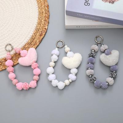 Anti-Lost Loveheart Beaded Keychain Soft Detachable Mobile Phone Lanyard Jewelry Universal Loveheart Beaded Bracelet