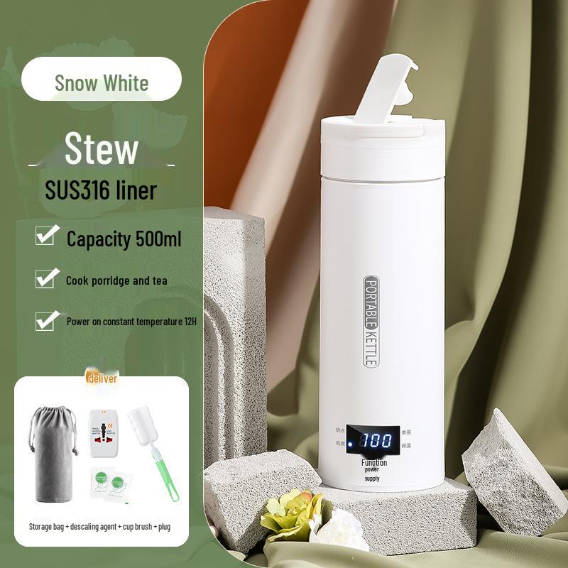Portable Mini Smart Electric Kettle and Insulated Water Cup with USB Charging for Travel.