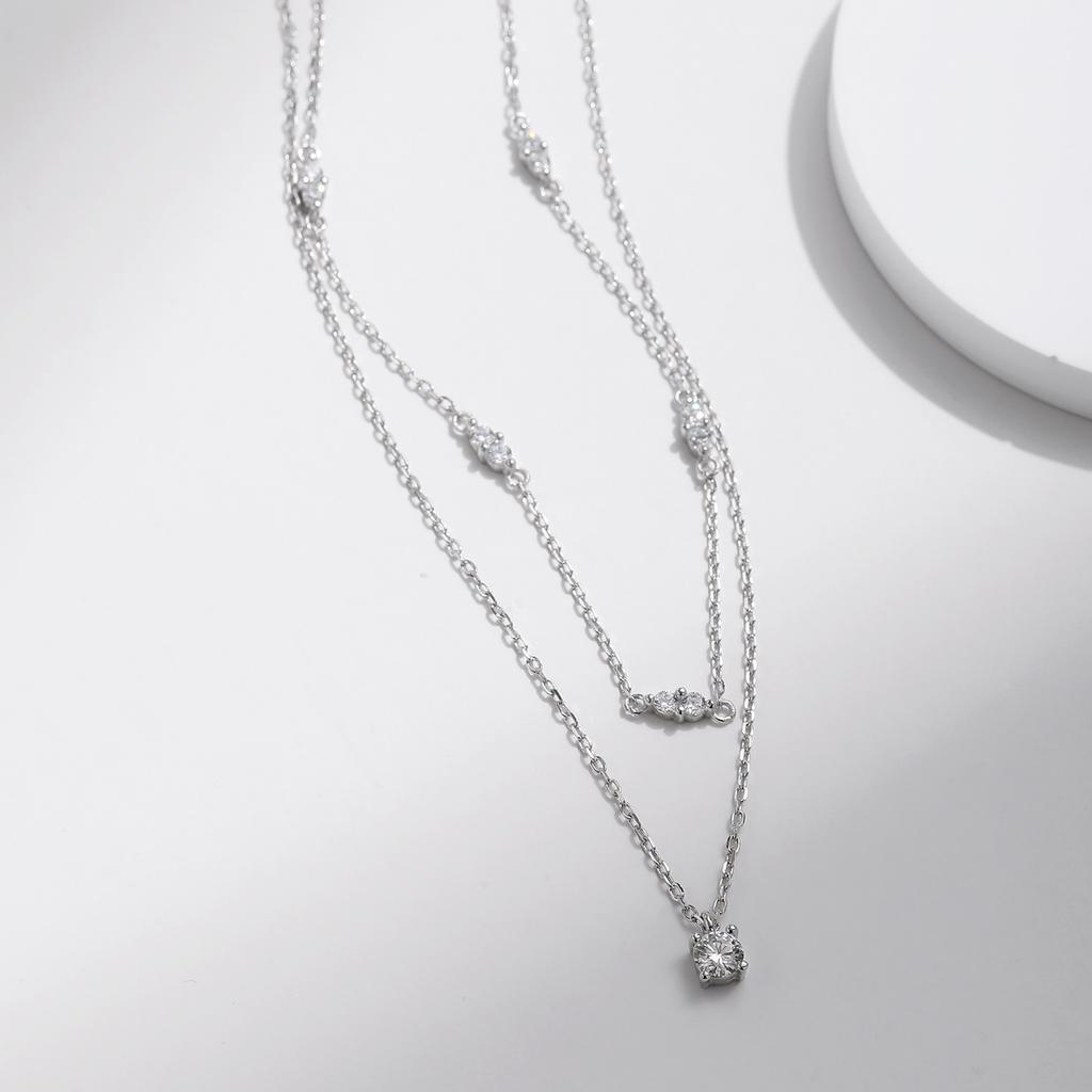 Moissanite D Color Double Layer Pendant Necklace 925 Sterling Silver Round Stylish Choker Necklace For Women Jewelry