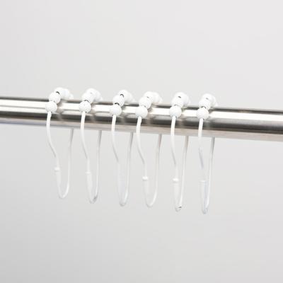 12Pcs Bathroom Shower Curtain Holders Rust-resistant Anti-Drop Smooth Gliding Curtain Rod Hooks Bathroom Accessories