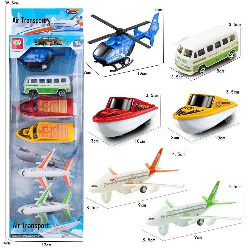Pull-Back Engineering Vehicles Toy Set for Kids - Fire Trucks & Military Cars