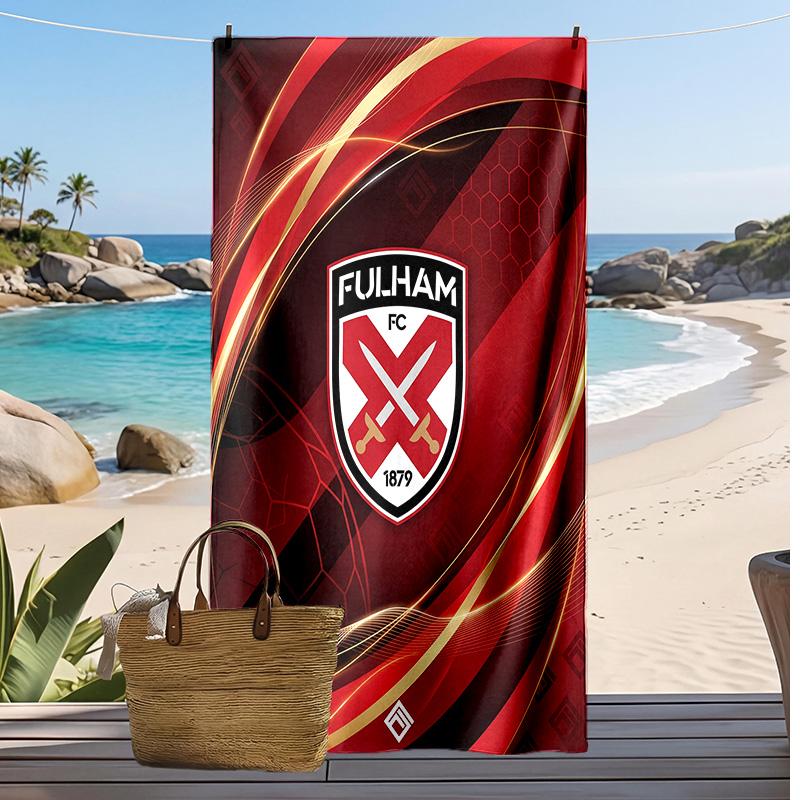 Fulham Football Print Beach Towel, Large Soft Quick Dry Towel for Beach Camping Swimming