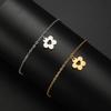 Teamer Adjustable Flower Heart Bracelet Stainless Steel Minimalist Jewelry for Women Girls Gold Color Lucky Charm Birthday Gift
