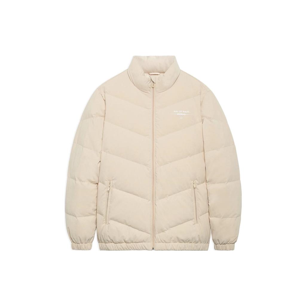 LiNing Solid Color Logo Print Stand Collar Down Jacket Men Outerwear Milk-Brown AYMS143-4