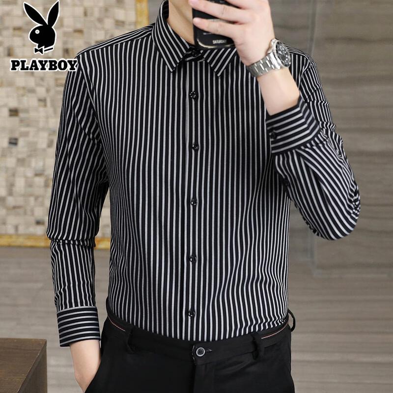 Playboy Men s Striped Long-Sleeve Shirt 3XL