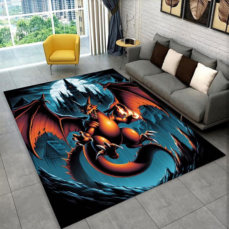 Cartoon Charizard Pokemon Non-Slip Area Rug for Living Room,Bedroom,Playroom,Soft Carpet Floor Mat Home Decor Rug Kids Room 40x60cm