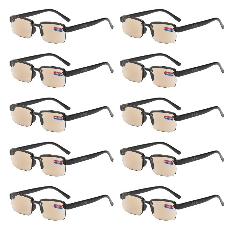 10PCS +100 To +400 Half-Rim Reading Glasses Men and Women Crystal Glass Lens Presbyopia Glasses With Grade