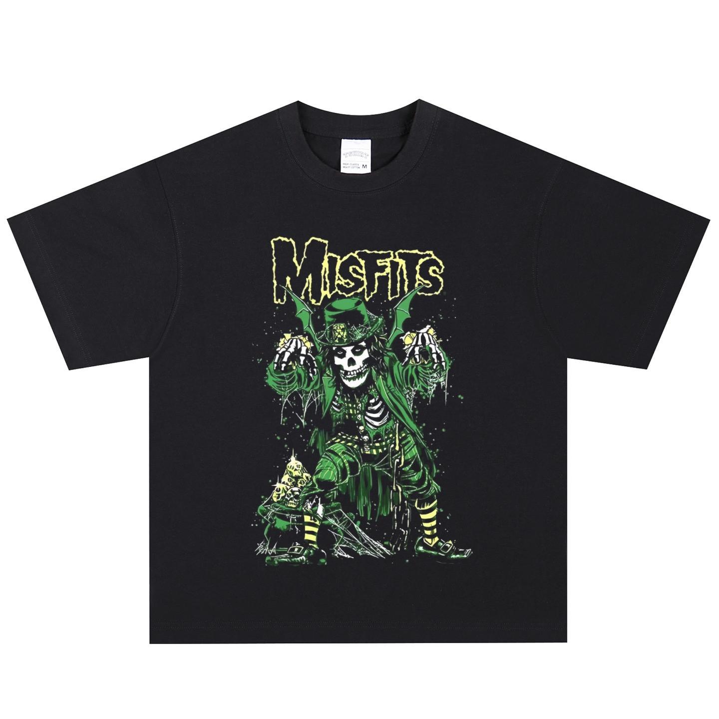 

Misfits Band Rock T-shirt, American Retro Streetwear, Loose Cotton Short Sleeve, Vintage Short Sleeve 2XL