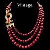 Vintage Heavy Industries Full Inlaid Bead Multi Layer Angora Red Pearl Style Versatile Necklace