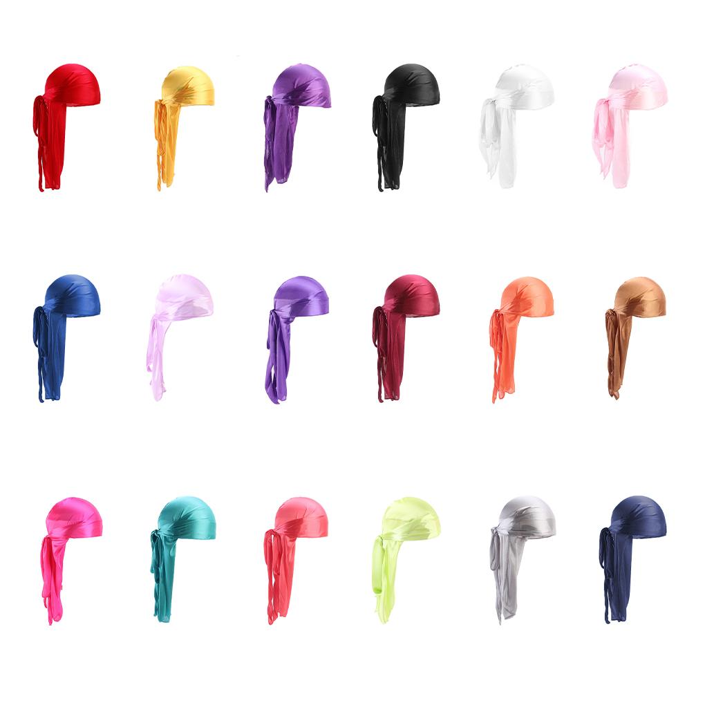 Herren Schwarze Bandanas Für Hip Hop Rapper Lange Schwänze Weich Und Bequem Seidig Durag Mit Langem Schwanz