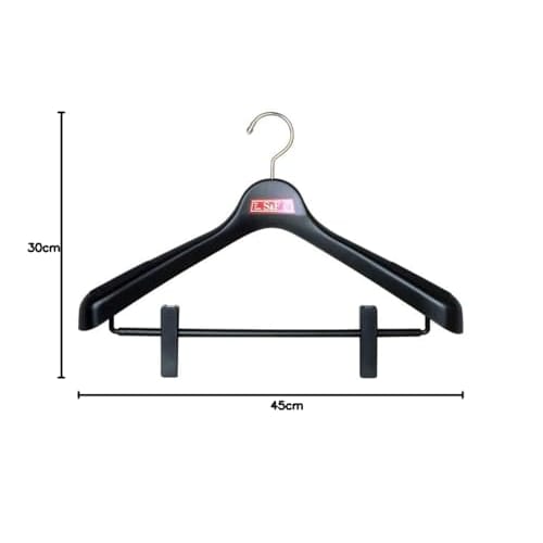 Shinko Hanger S&F Jacket Clip 45 Suit Hanger with Clips, Black, Made In Japan, with 360-Degree Rotating Hooks, Prevents Skirts, Coats, and Outerwear F