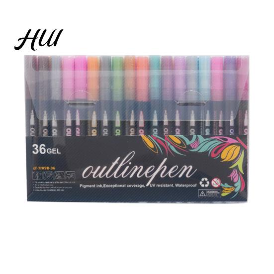Radiating Lines Markers Dual-Tip Metallic Outline Pens Fluorescent Marker with Colorful Borders Paint Smooth Tip Highlighters for Cards Crafts & Notes