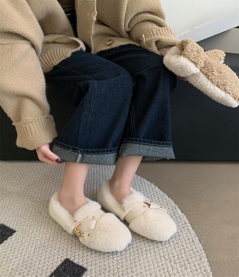 Сказочные толстоподошвенные пушистые туфли, женские новые пушистые теплые и бархатные хлопковые туфли на осень и зиму, и туфли-педали Doudou. 35