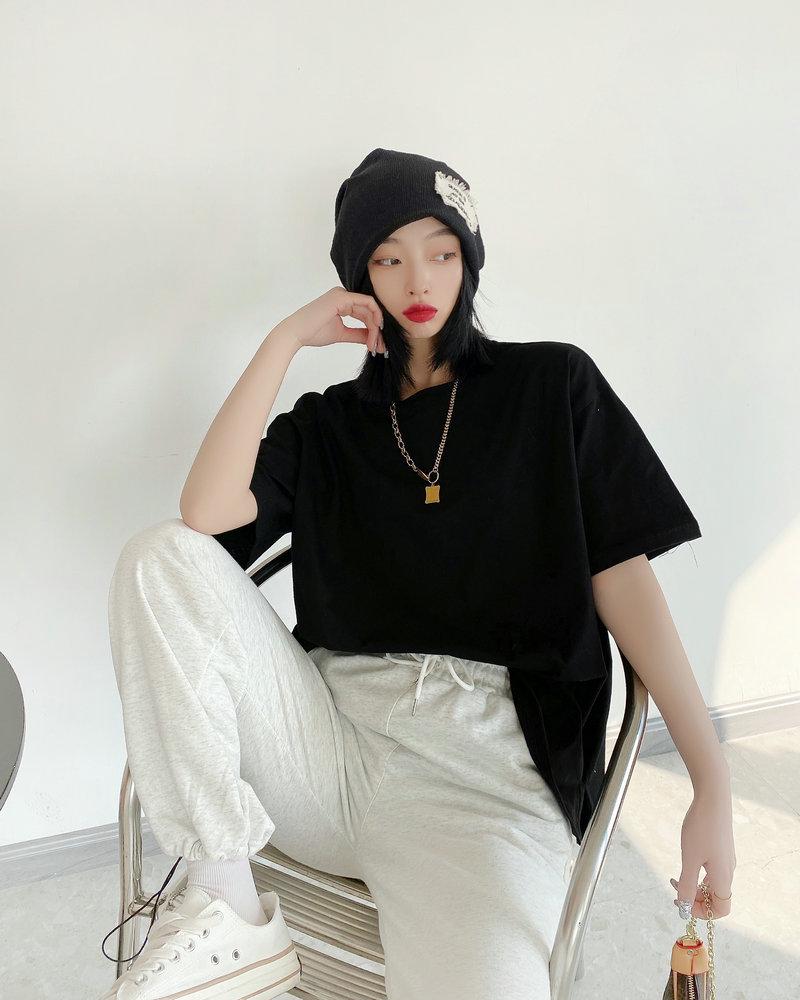 2022 European Style Women's Plus Size Casual Solid Color Short-Sleeve Summer T-Shirt