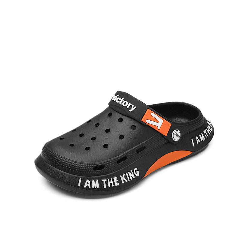 Trendy Hole Shoes, Stepping On Shit, Men Wear Thick-Soled Bag Head Slippers, Outdoor Casual Beach Sandals