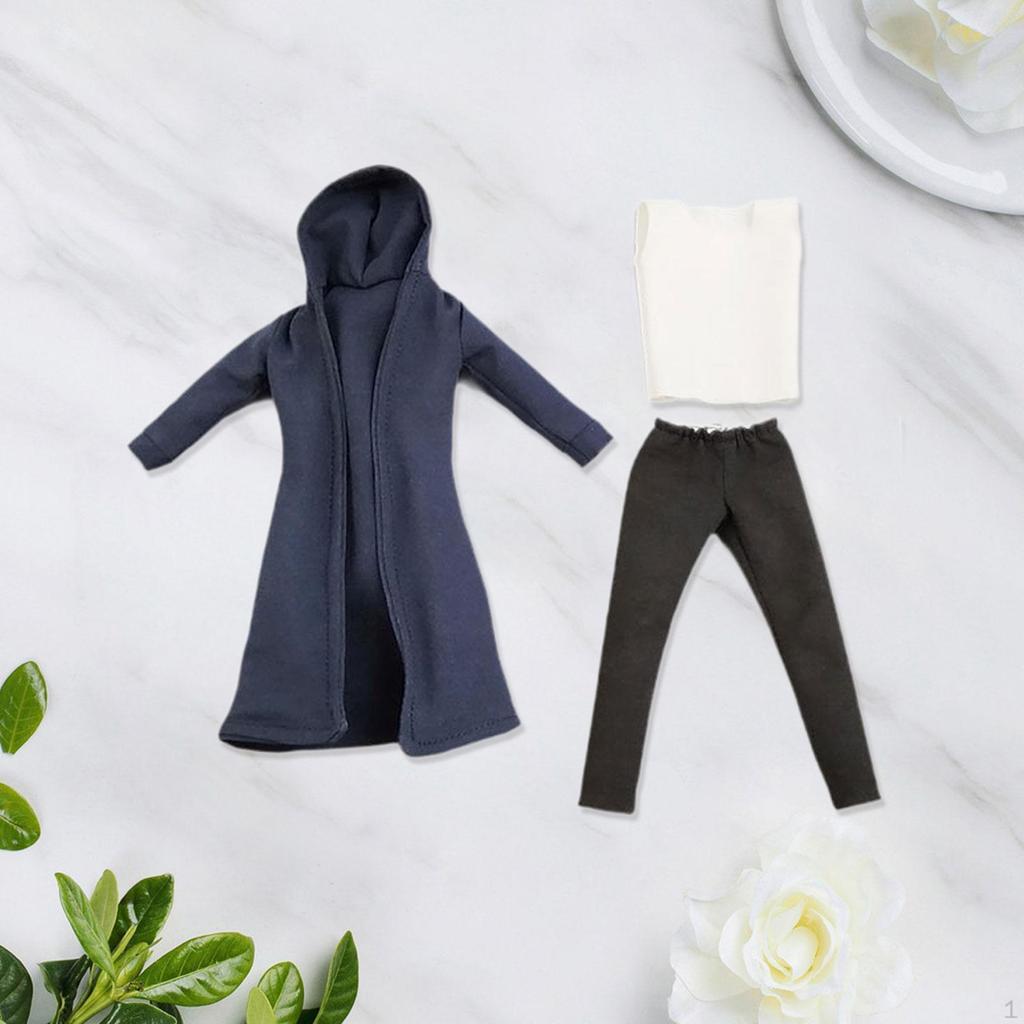 3Pcs 1:12 Wind Coat and Pants Vest, Handmade Clothes Decoration for 6 Inch Action Figures Dress Up