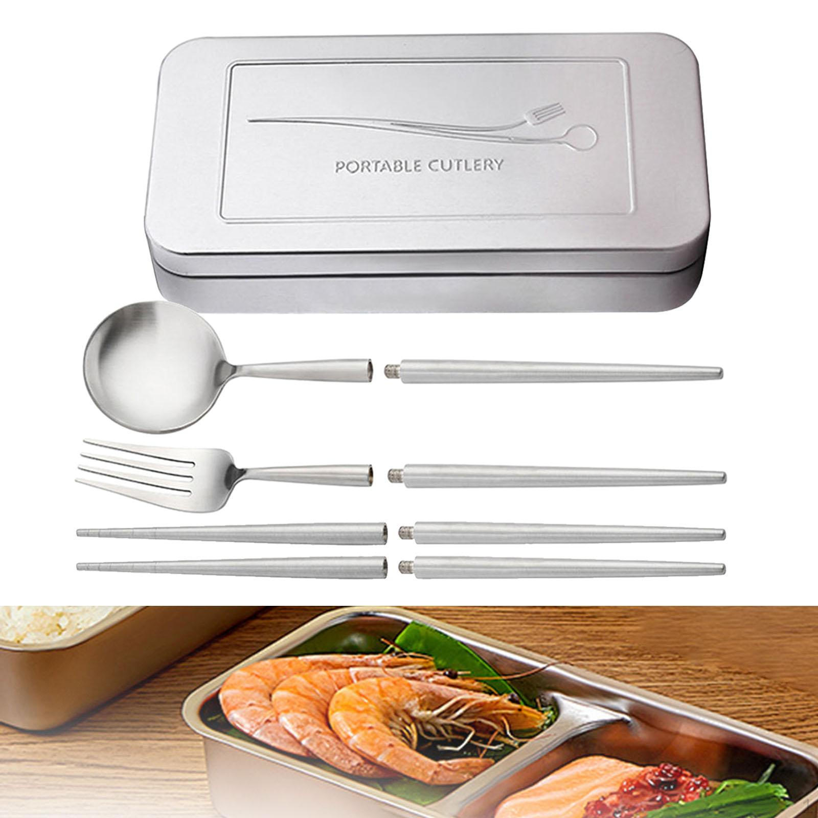 

Набор столовых приборов для кемпинга, 4 предмета, съемный, с ящиком для хранения, дорожная посуда Chopsticks argent