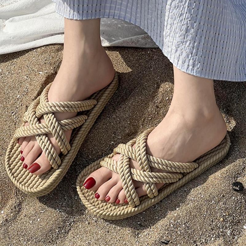 Fashion 2025 Summer New Fashion Elegant Casual Hollow Women's Shoes Solid Color Round Toe Lightweight Flat Heel Open Toe Sandals