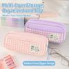 Pastel Color Pen Bag Gingham Check Pencil Pouch Portable Stationery Storage Bag  Back To School