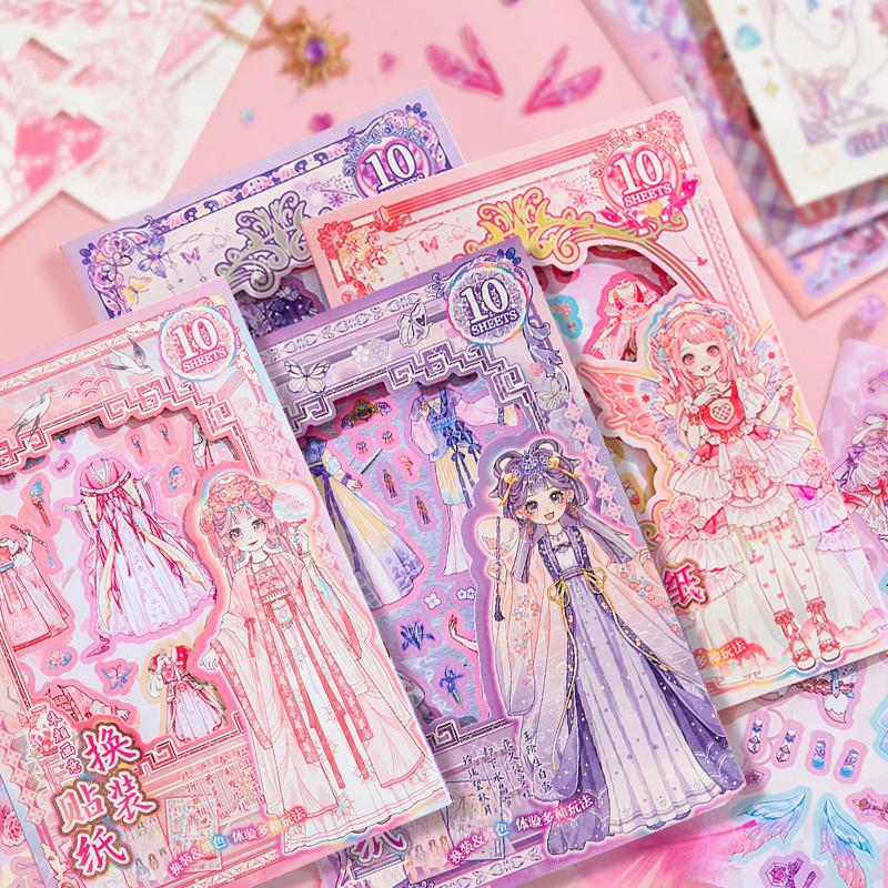 Dress Up Sticker Book Princess Makeup Stickers Girl Toy Clothing Matching Cartoon Handmade Diy Book Diary Decorative Gifts