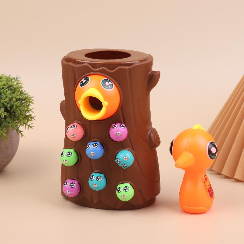 Children'S Woodpecker Toy, Educational Early Childhood Fishing And Insect Catching Game, Magnetic Montessori Magnetic Toy