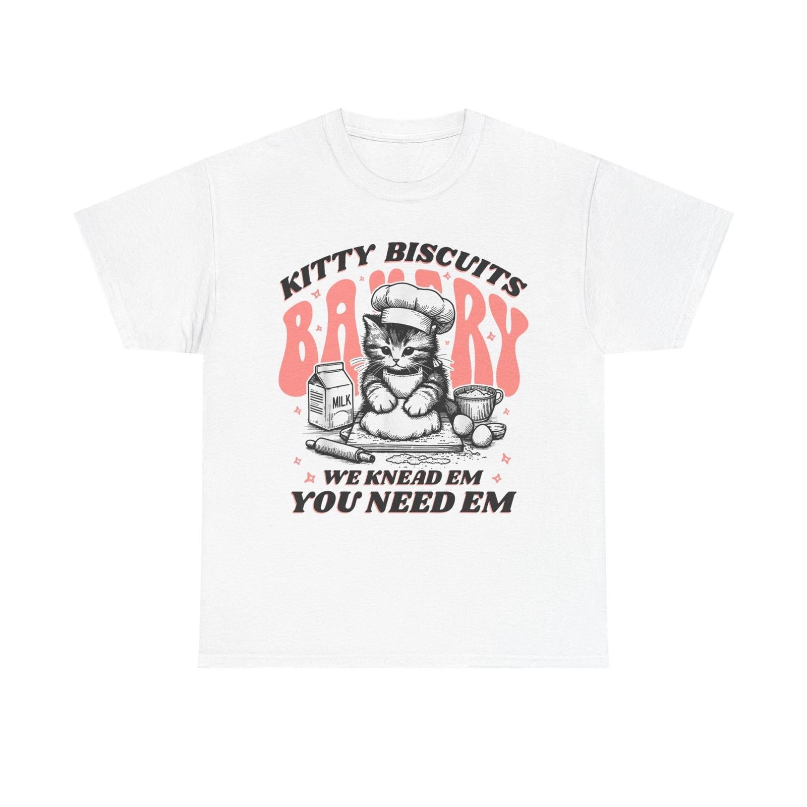 Kitty Kneading T shirt, Kitty Biscuits Bakery Funny Cat Lovers Baking T shirt 2XL