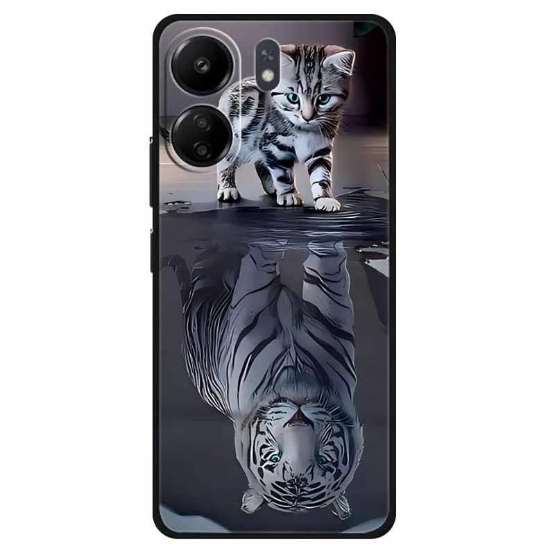 Funda For Xiaomi Poco C65 Case Soft Lion Wolf Black Shockproof Back Cover for Poco C65 C 65 Soft Case Poco C65 Cool Soft Bumper