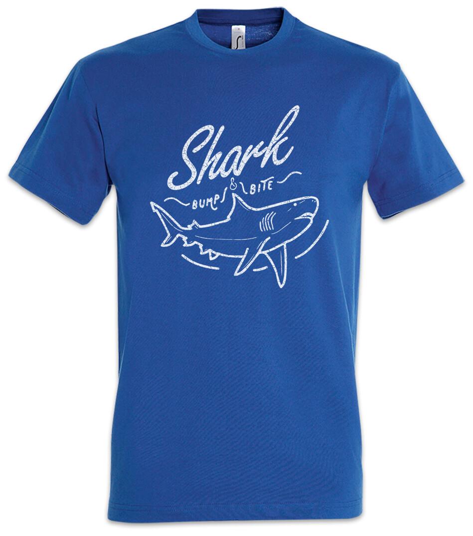 Shark Bump & Bite T-Shirt Diver Diving Surfer Surfing Beach Sea Swimmer L