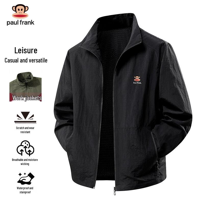 paul frank Men's Casual Stand Collar Windproof Jacket