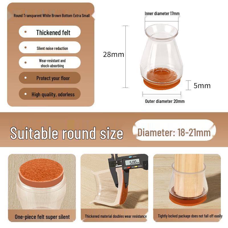 Reinforced Non-Slip Silent Chair and Table Leg Covers with Wear-Resistant Foot Pads