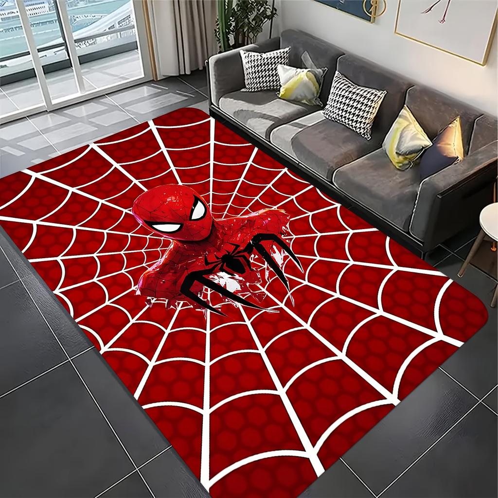 Marvel Printed Doormat with Spider-Man Red Web Design - Suitable for Living Room, Bedroom, Game Room Carpet, Door Mat/Outdoor