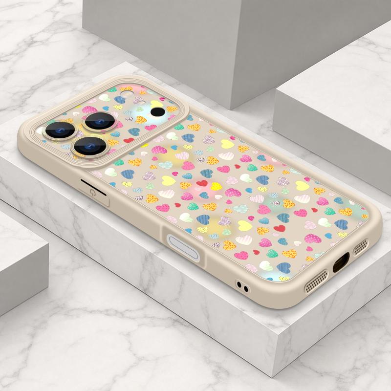 Cute Sticker Love Heart Case For iPhone 18 Pro Max Shockproof Bumper Soft Silicone Cover For iPhone 17 16 15 14 13 Pro Max 17E