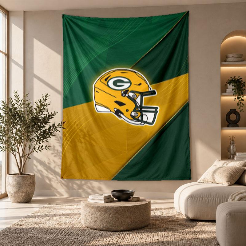 Decorative Tapestry,Green Bay Packers Printed Wall Art, Lightweight Wall Hanging For Bedroom Background