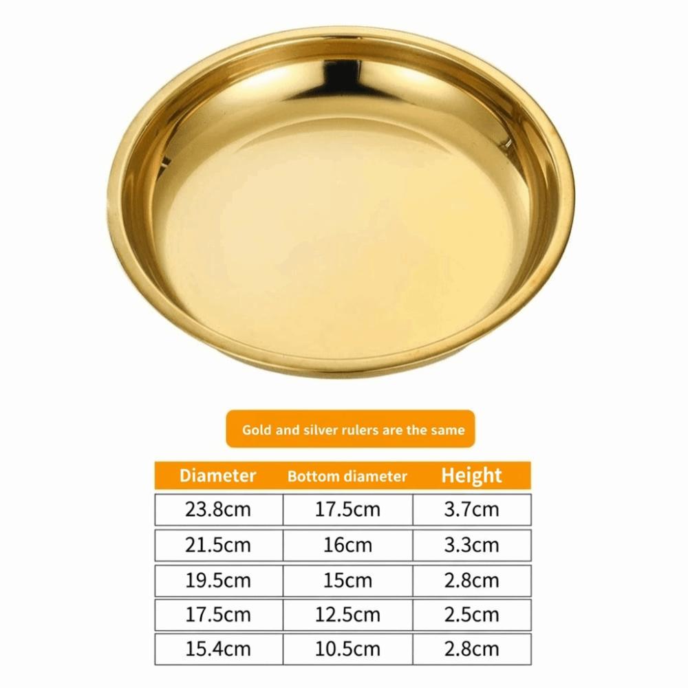 Silver Stainless Steel Round Plate Shallow Tray Rustproof Easy Clean Outdoor Camping Tray Flat Baking Cake Plate Restaurant